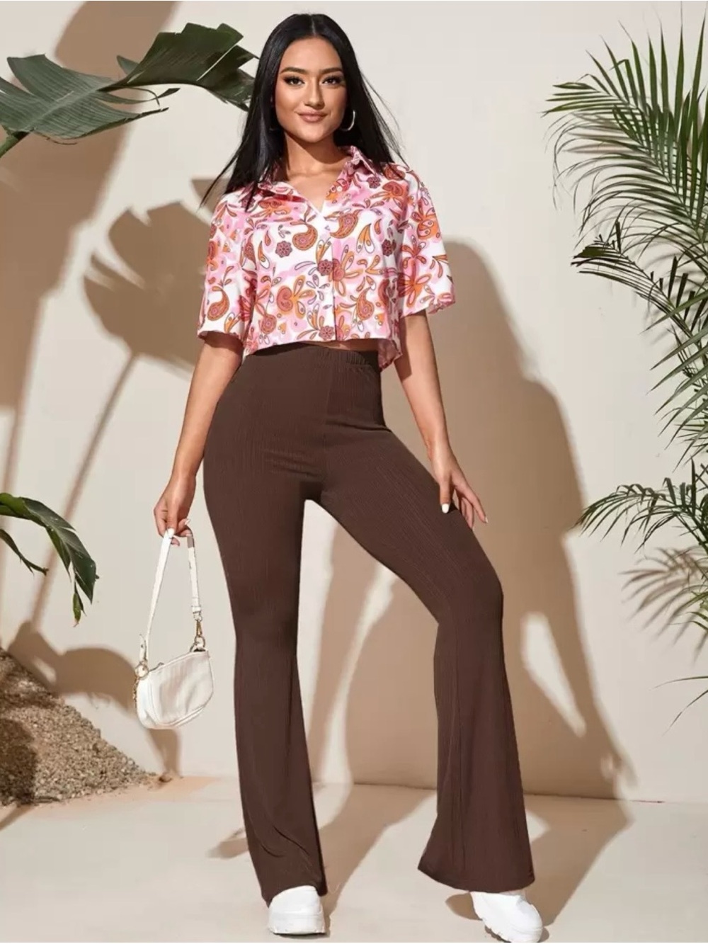 Shein Flare Leg Solid Pants